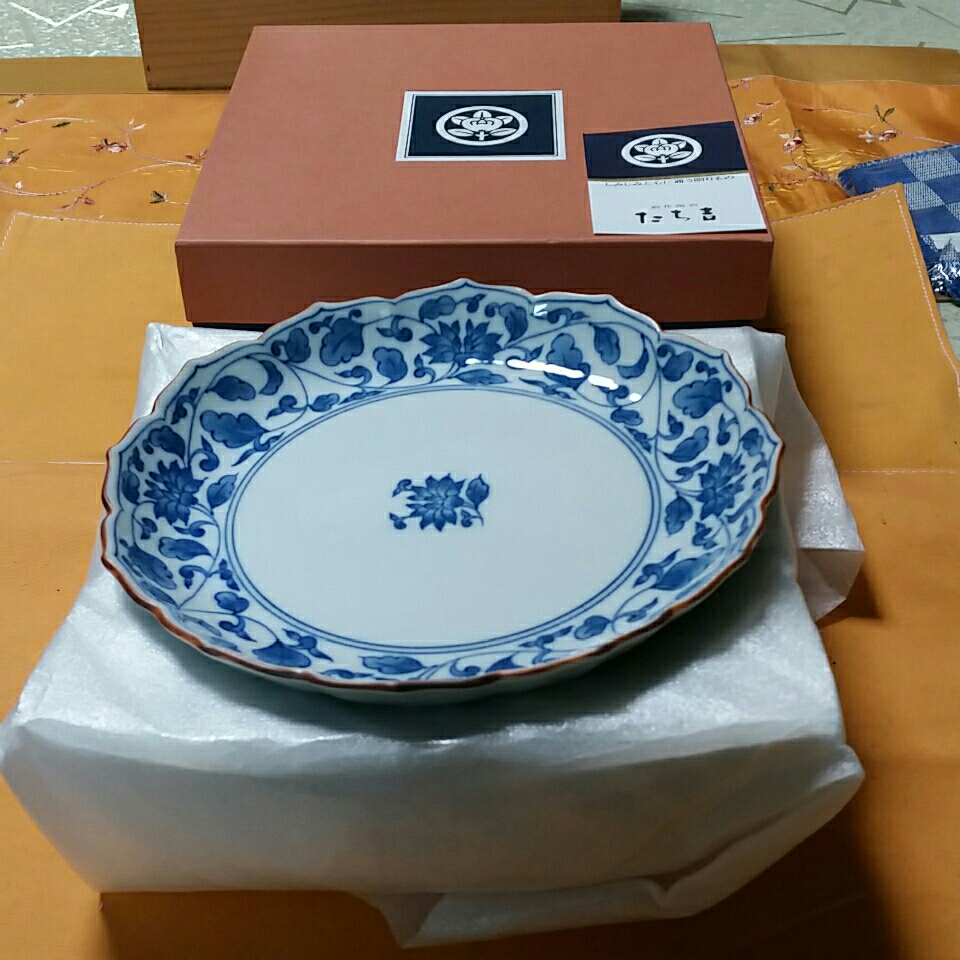 新品未使用　たち吉　牡丹　中皿　５客セット