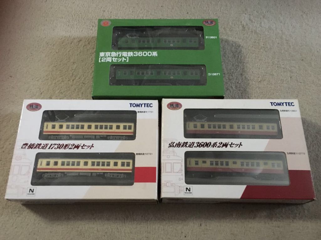 【未使用良品】鉄コレ 東急3600系、豊橋1730系（元東急3550系）、弘南3600系（元東急3600系）