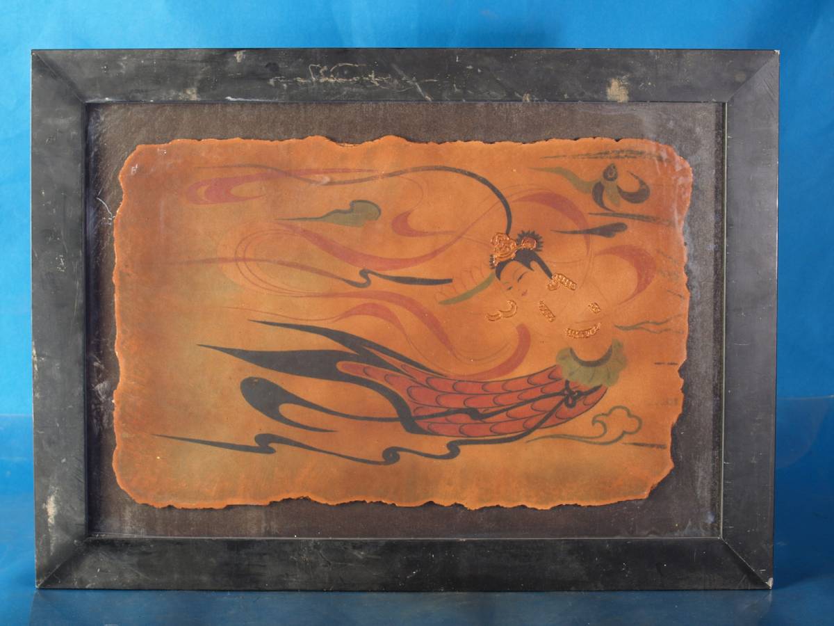骨董市掘り出し品 中国唐時代　敦煌莫高窟壁画 彩絵　人物像 発掘品 骨董市 掘り出し品中国唐時代 敦煌莫高窟壁画 彩絵 人物像 発掘品