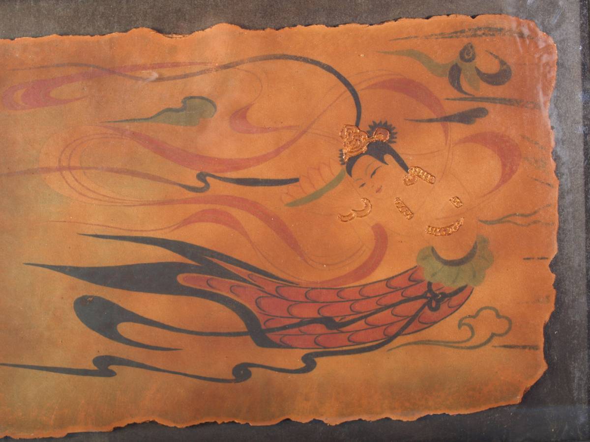 骨董市掘り出し品 中国唐時代　敦煌莫高窟壁画 彩絵　人物像 発掘品 骨董市 掘り出し品中国唐時代 敦煌莫高窟壁画 彩絵 人物像 発掘品