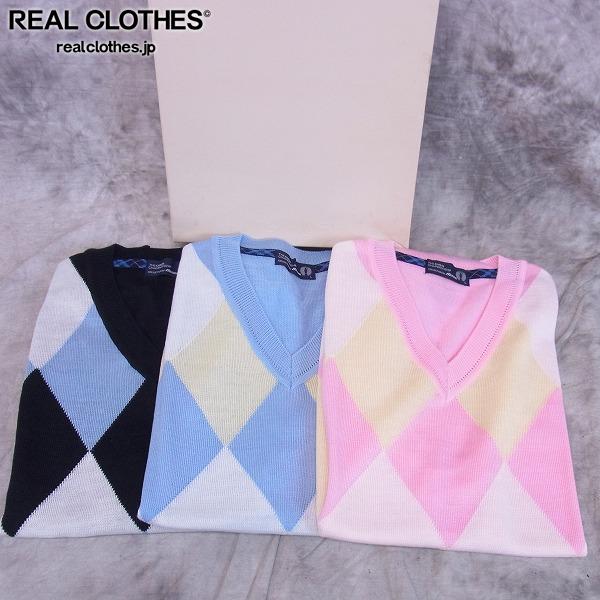 【未使用】MIZUNO/ミズノ THE OPEN ゴルフウェア Vネックセーター アーガイル柄 3点セット/L /UP8