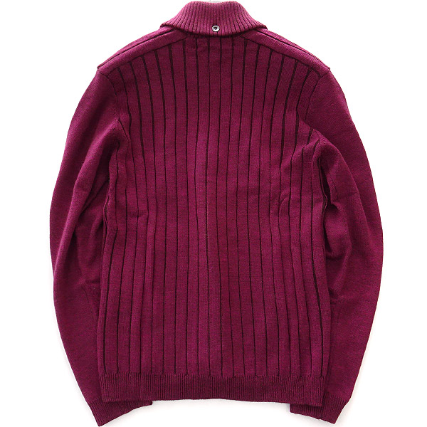 新品1.9万! インターメッツォ 伊E.Miroglio社製ウール混ジップアップリブニットMワイン★I12478 INTERMEZZO ドンキーカラー