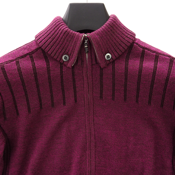 新品1.9万! インターメッツォ 伊E.Miroglio社製ウール混ジップアップリブニットMワイン★I12478 INTERMEZZO ドンキーカラー