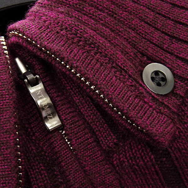 新品1.9万! インターメッツォ 伊E.Miroglio社製ウール混ジップアップリブニットMワイン★I12478 INTERMEZZO ドンキーカラー