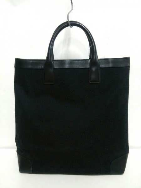 グッチ GUCCI バッグ トートバッグ ジャガード×レザー 黒 0021121 GG柄