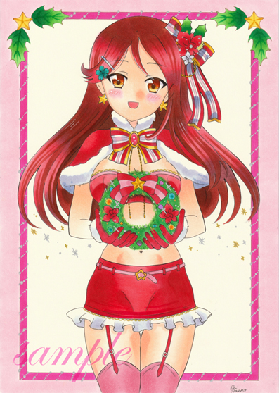 同人手描きイラスト 桜内梨子 ラブライブ サンシャイン クリスマスサンタ 手描きイラスト 売買されたオークション情報 Yahooの商品情報をアーカイブ公開 オークファン Aucfan Com