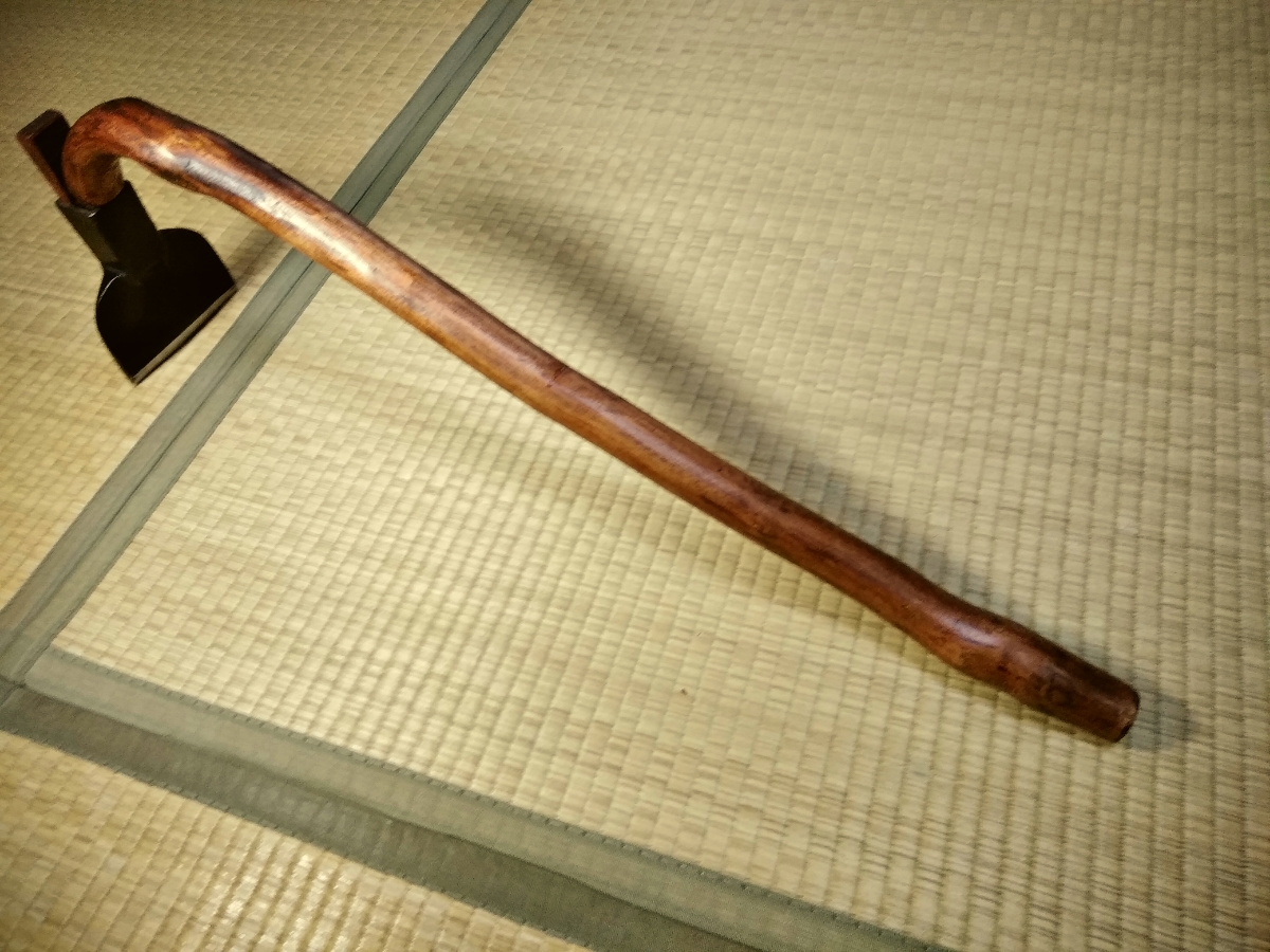 ちょうな　三寸四分　銘有り　丸太加工名栗　斫り仕事