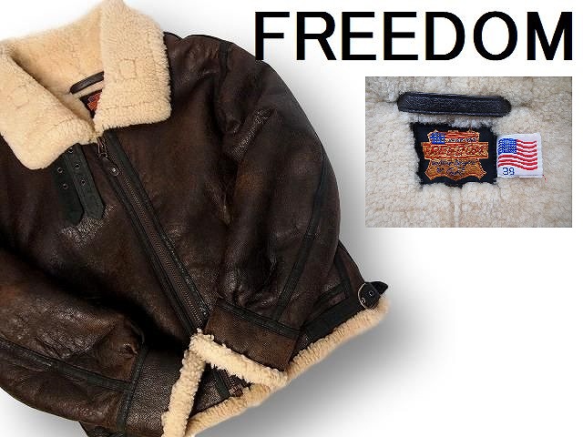大人気，お得 濃色 FREEDOM フリーダム フライトジャケット B-3 ムートン レザージャケット(Mサイズ)｜売買されたオークション情報、yahooの商品情報をアーカイブ公開 - オークファン Mサイズ