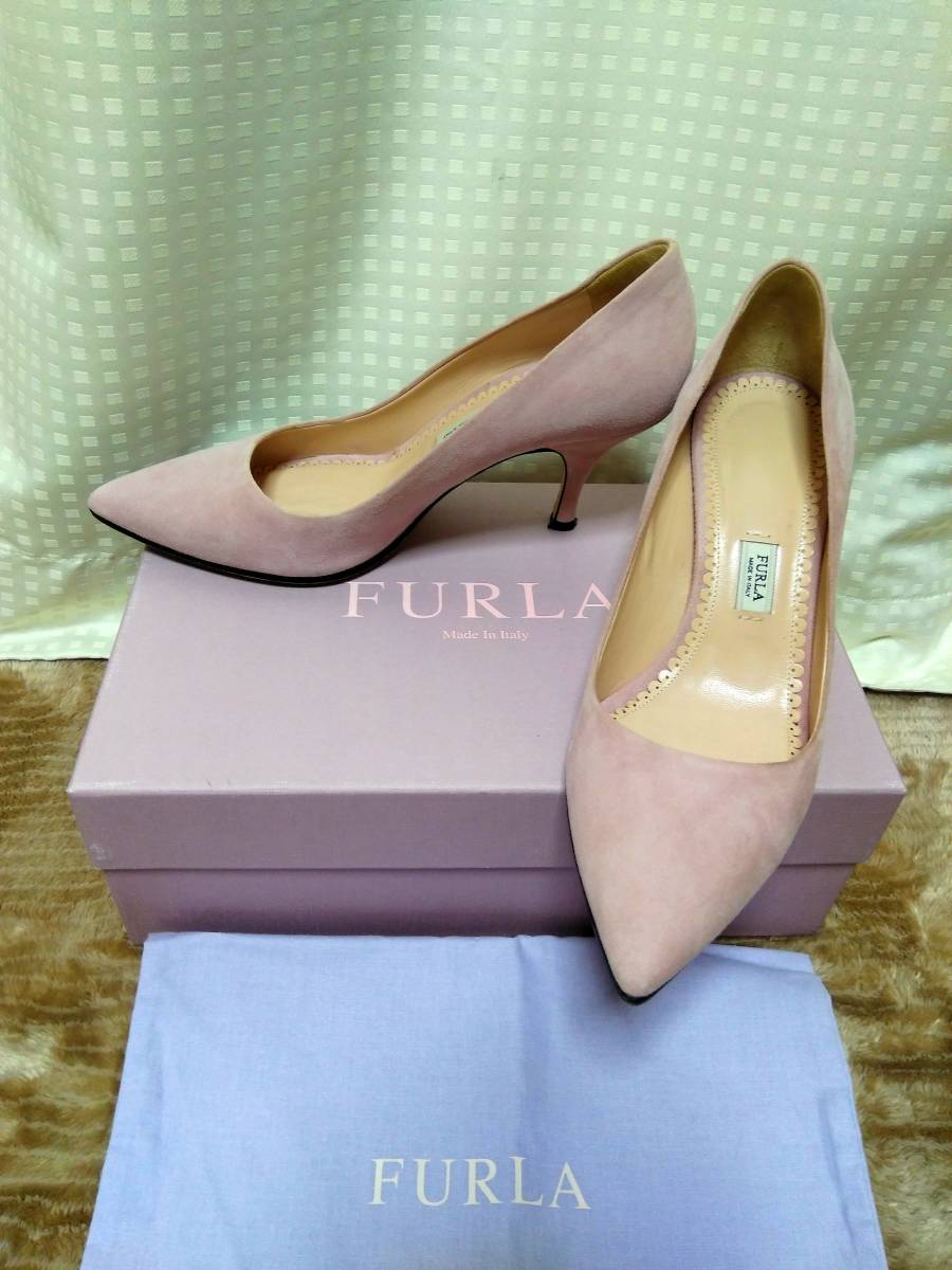 ☆FURLA☆フルラ☆スウェードパンプス☆38☆24cm☆靴☆シューズ☆ピンク