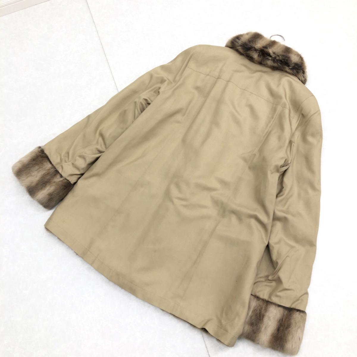 美品 import Rossa リス×絹シルク リバーシブル コート 毛皮