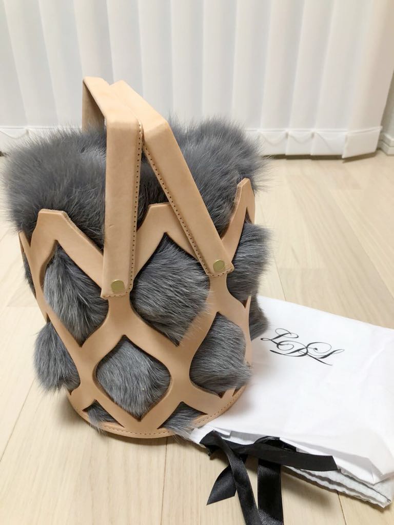 LUDLOW ラドロー foxファー レザー バスケット バッグ ボルドー 新品 