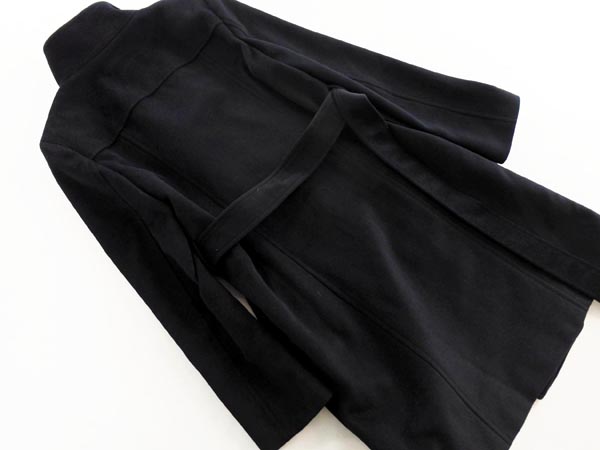 自由区 アンゴラ混 ロング コート size38/黒 ◇□ ☆ iaa4 アンゴラ 