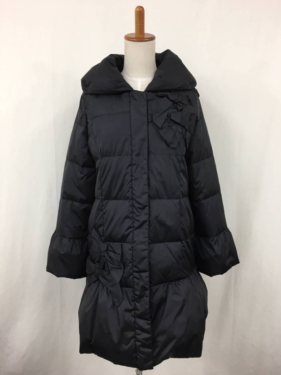 低価，SALE Rose Tiara ローズ ティアラ リボンディティールロングダウンコート 42 ブラック(XLサイズ以上)｜売買されたオークション情報、yahooの商品情報をアーカイブ公開 - オークファン XLサイズ以上