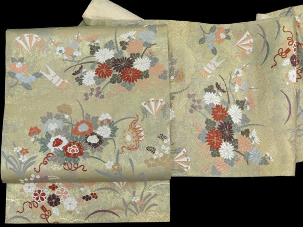 高品質，大得価 特230cvihaha 佐賀錦袋帯 ６通柄 花葉に楽器尽くし 青白橡色 Ａ ことこと屋(仕立て上がり)｜売買されたオークション情報、yahooの商品情報をアーカイブ公開 - オークファン 仕立て上がり