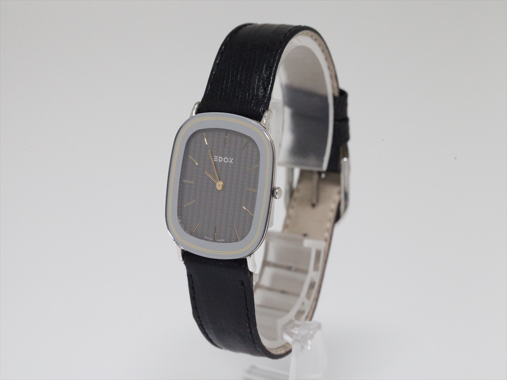 可動品【EDOX/エドックス】スイス製 文字盤グレー系 レザーベルト