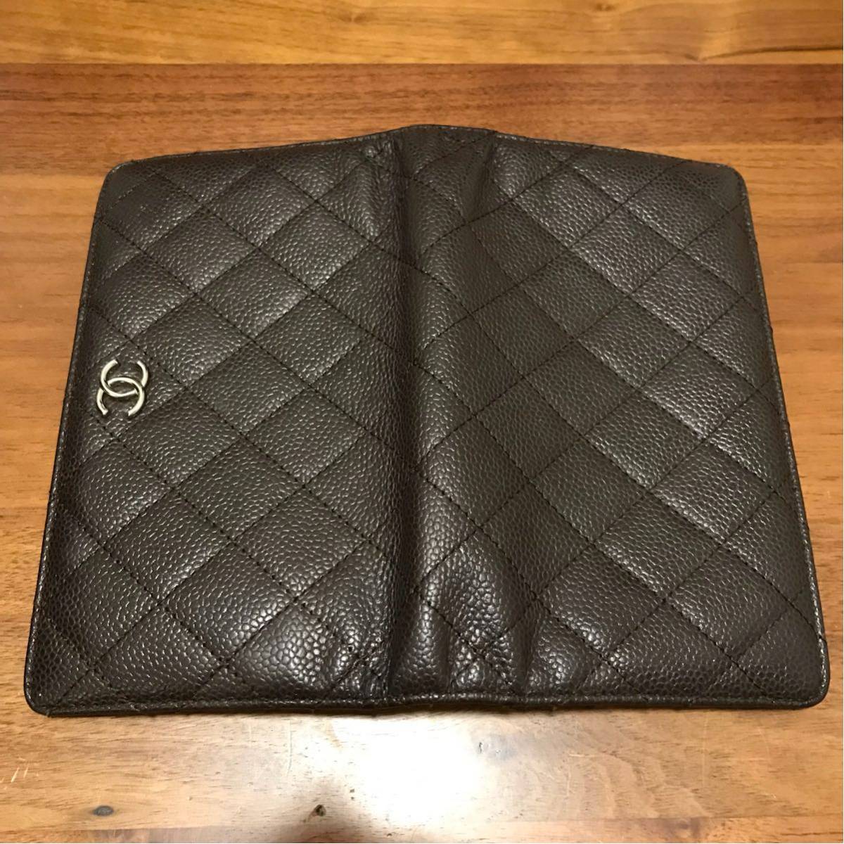 正規品 CHANEL キャビアスキン 長財布 ブラウン ギャランティカード