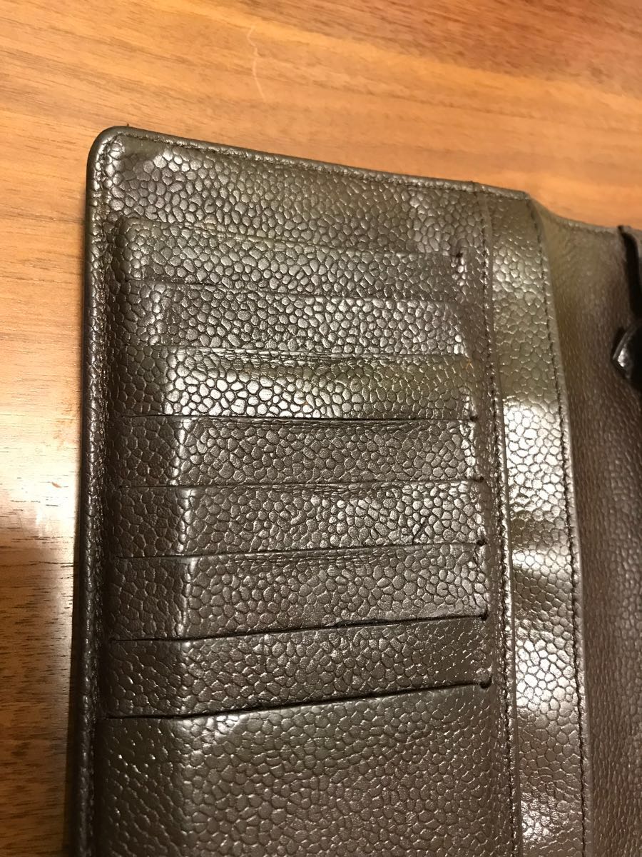 正規品 CHANEL キャビアスキン 長財布 ブラウン ギャランティカード