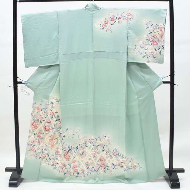 爆買い，定番 着物セレク 1円 訪問着 正絹 薄緑 花 身丈160.5cm 裄丈65.5cm ランクＡ /wt15589a10(仕立て上がり)｜売買されたオークション情報、yahooの商品情報をアーカイブ公開 - オークファン 仕立て上がり