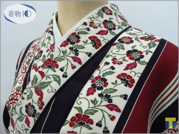 【数量限定，2025】 着物10 1円 化繊 小紋 縞 更紗 花唐草 草花 流水 花 荒波 縦縞 Sサイズ 袷 身丈161cm 裄64.5cm(仕立て上がり)｜売買されたオークション情報、yahooの商品情報をアーカイブ公開 - オークファン 仕立て上がり