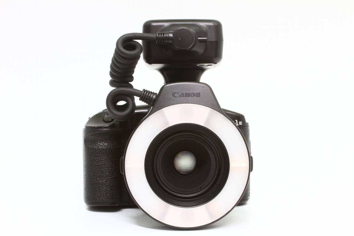 Canon キャノン EOS-1N + COMPACT MACRO EF 50mm F2.5 ML-3 マクロリングライト 付き 一眼レフ カメラ マクロレンズ 単焦点 フィルム