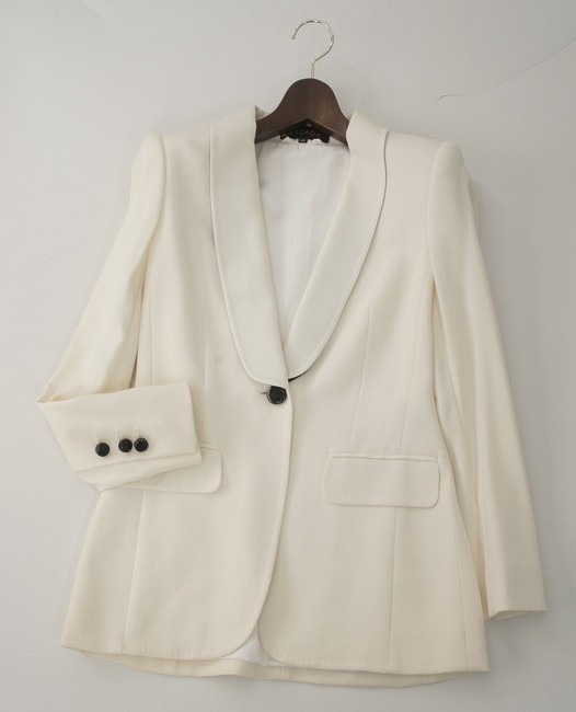 R4298*エスカーダ/ESCADA*レディ―ス*ウール*ストレッチ*ショールカラージャケット*オフホワイト*サイズ34/XS相当