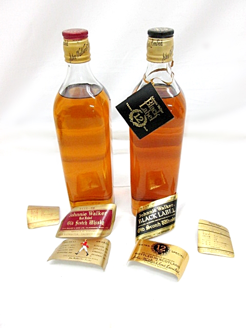 未開栓 JOHNNIE WALKER ジョニーウォーカー 黒 赤 2本セット ※ラベル難