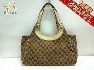 グッチ GUCCI バッグ トートバッグ ジャガード×レザー ベージュ×ダークブラウン×アイボリー 154982 GG柄