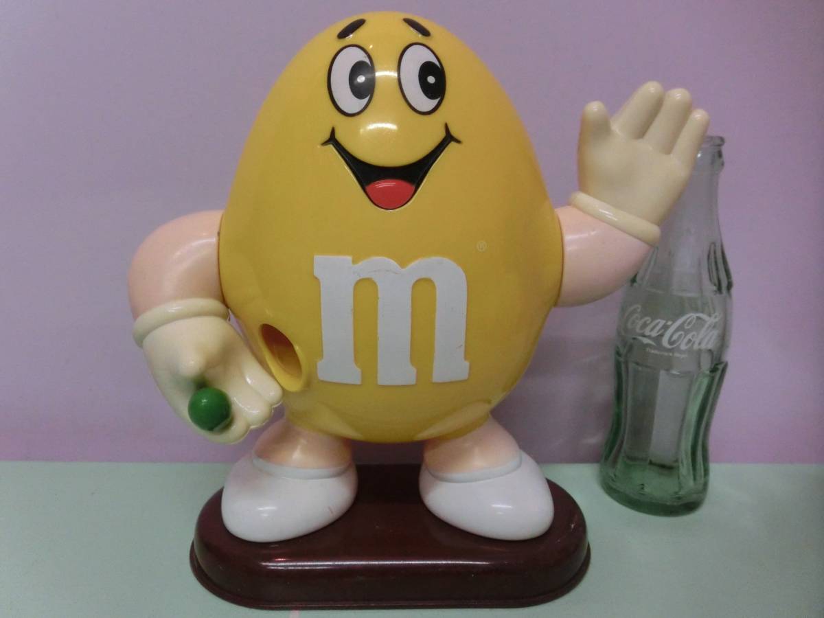 m&m's◆90s ビンテージ キャンディ ディスペンサー フィギュア イエロー◆エムアンドエムズ チョコレート 企業物 USA雑貨 レトロ