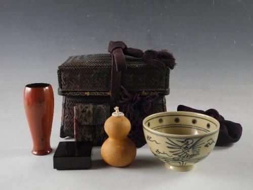 茶道具 茄子茶器 鈴虫蒔絵 流長作 共箱 茶道具 茄子茶器 鈴虫蒔絵 流長