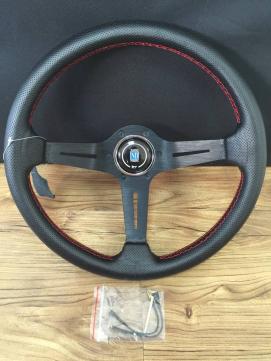 [未使用品] 直径35cm 本革 ハンドル 黒色