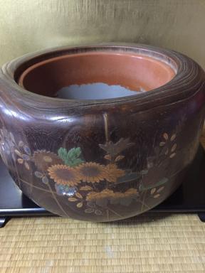蒔絵桐火鉢 茶道具 手あぶり 幅 約36.5 【公式通販】