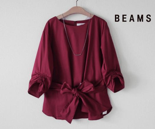  BEAMS HEART ビームス お袖ギャザーフロントリボンブラウス/ワイン(Mサイズ)｜売買されたオークション情報、yahooの商品情報をアーカイブ公開 - オークファン Mサイズ
