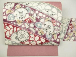 着物ふぁんた■逸品　作家物　辻が花絞り　ピンク　名古屋帯 y2911