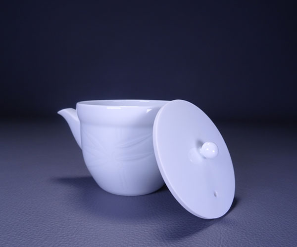 千寿美術】人間国宝 井上萬ニ 白磁彫文煎茶器◇共箱/在銘/煎茶道具