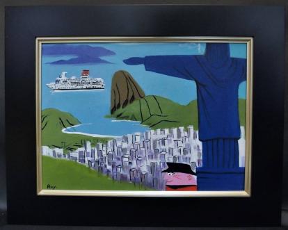 洋画家 犬童徹 油彩画 大作F50号 ハワイ芸術祭出展作品『春よこい』真