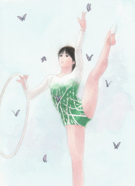 舞華 手描きイラスト複製画 068 スプリング グリーン 新体操 レオタード 新体操 売買されたオークション情報 Yahooの商品情報をアーカイブ公開 オークファン Aucfan Com