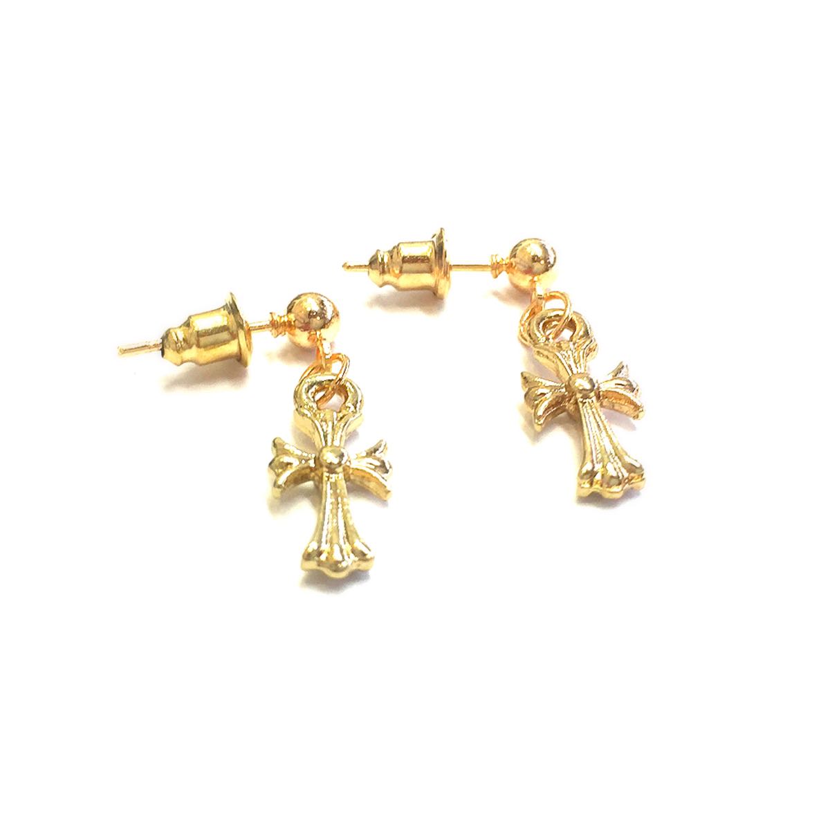 最安値！クロスピアスゴールド片耳_1