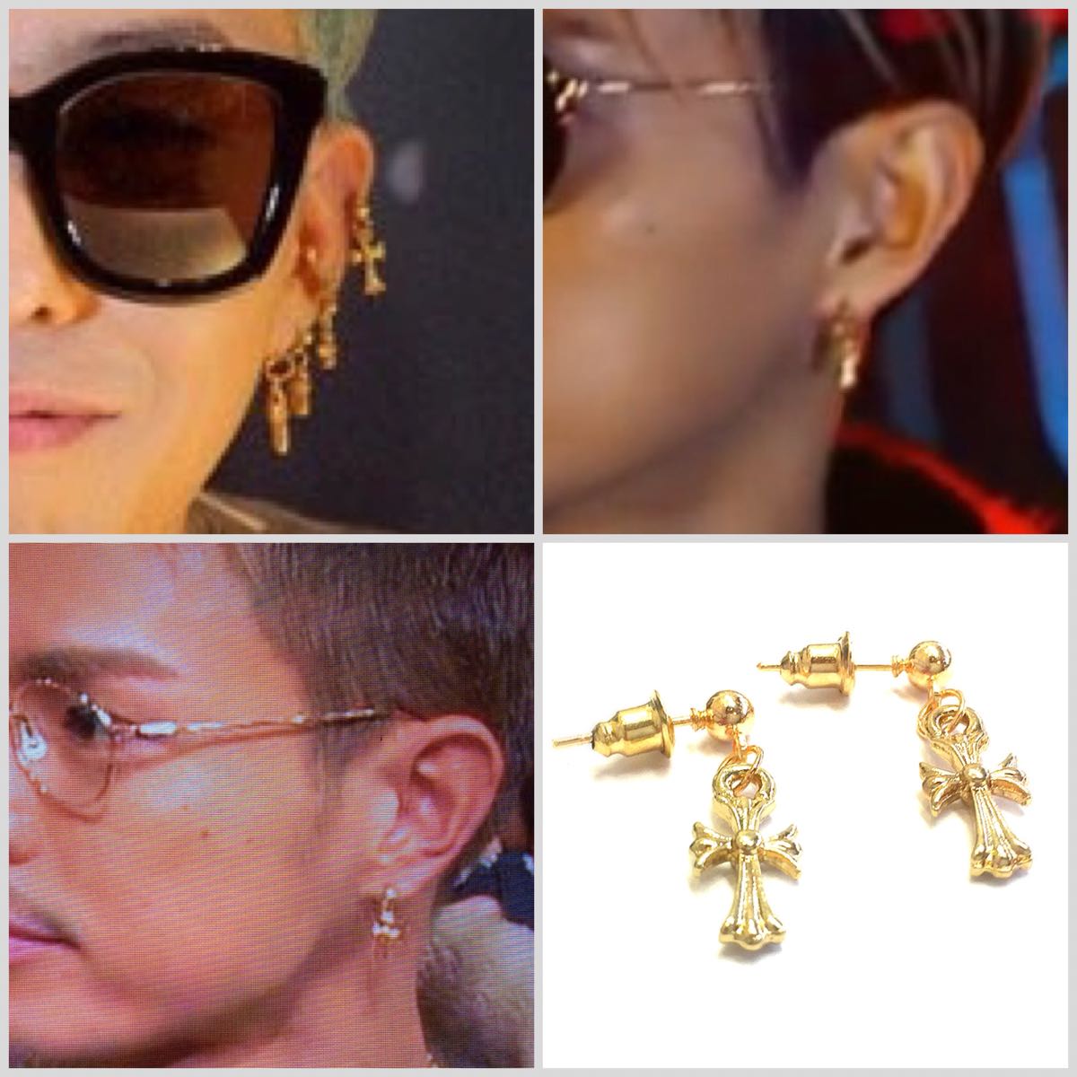 最安値！クロスピアスゴールド片耳_2