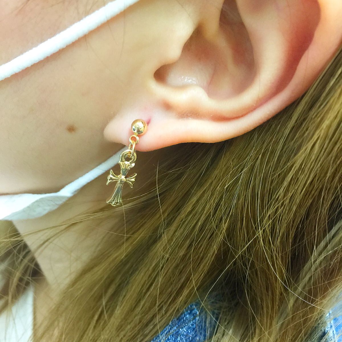 最安値！クロスピアスゴールド片耳_3