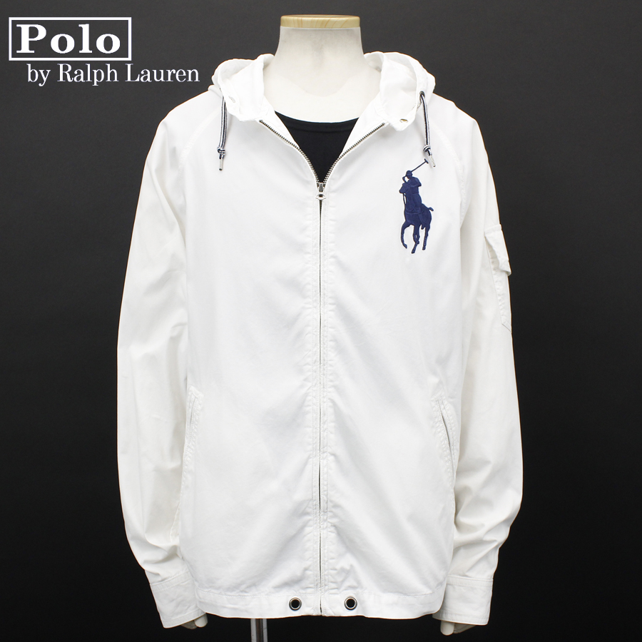ポロ ラルフローレン 白 フード付きスウェットパーカー ビックポニー 刺繍 美品 POLO BY RALPH LAUREN ラルフローレン ビッグポニー刺繍 フード