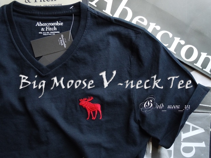 お得，高品質 タグ付 A&F MENS：M ビッグムース BIG ICON V-NECK TEE アバクロ Abercrombie & Fitch Vネック Moose Tシャツ NAVY ネイビー(その他)｜売買されたオークション情報、yahooの商品情報をアーカイブ公開 - オ 男性用