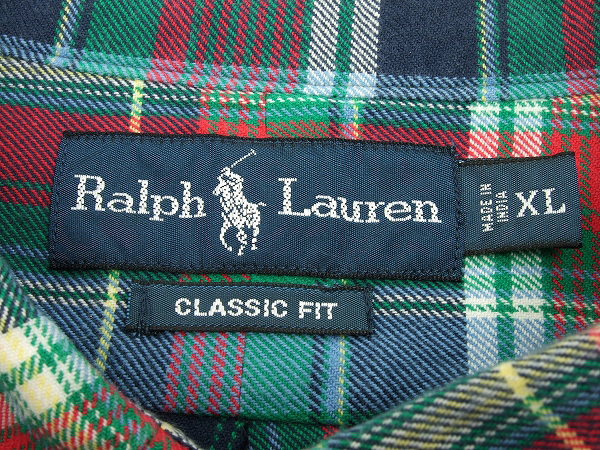 新品同様★Polo by Ralph Lauren*ポロラルフローレン★胸ロゴ刺繍*カラフルチェック*長袖*BD*ボタンダウンシャツ★XL(大きいサイズ)/メンズ