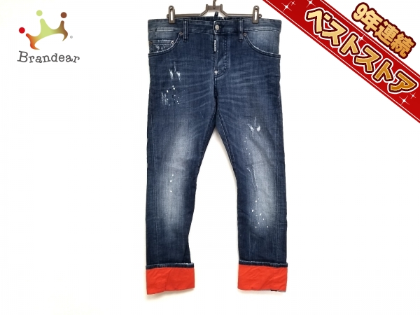 お得，定番人気 ディースクエアード DSQUARED2 ボトムス ジーンズ サイズ48 M ブルー&times;レッド メンズ ダメージ加工/ペイント加工(ジーンズ)｜売買されたオークション情報、yahooの商品情報をアーカイブ公開 - 男性用