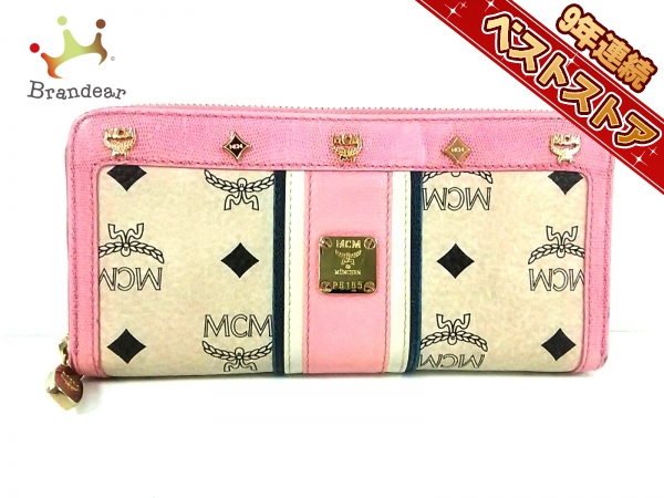 超激得，大人気 エムシーエム MCM 財布 長財布 レザー ベージュ&times;ピンク&times;マルチ ラウンドファスナー(その他)｜売買されたオークション情報、yahooの商品情報をアーカイブ公開 - オークファン その他
