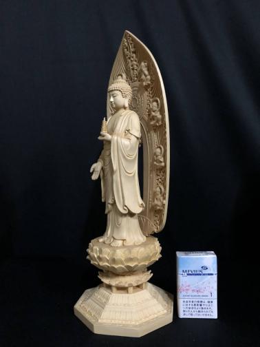 檜材を使用 極上彫 最高級 木彫仏像 薬師如来立像 高45cm 仏教