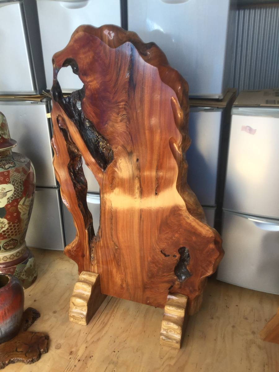 衝立 一枚板 - 厚14cm 銘木 至宝天然欅一枚板 29.4kg 唯一無二の造形美 