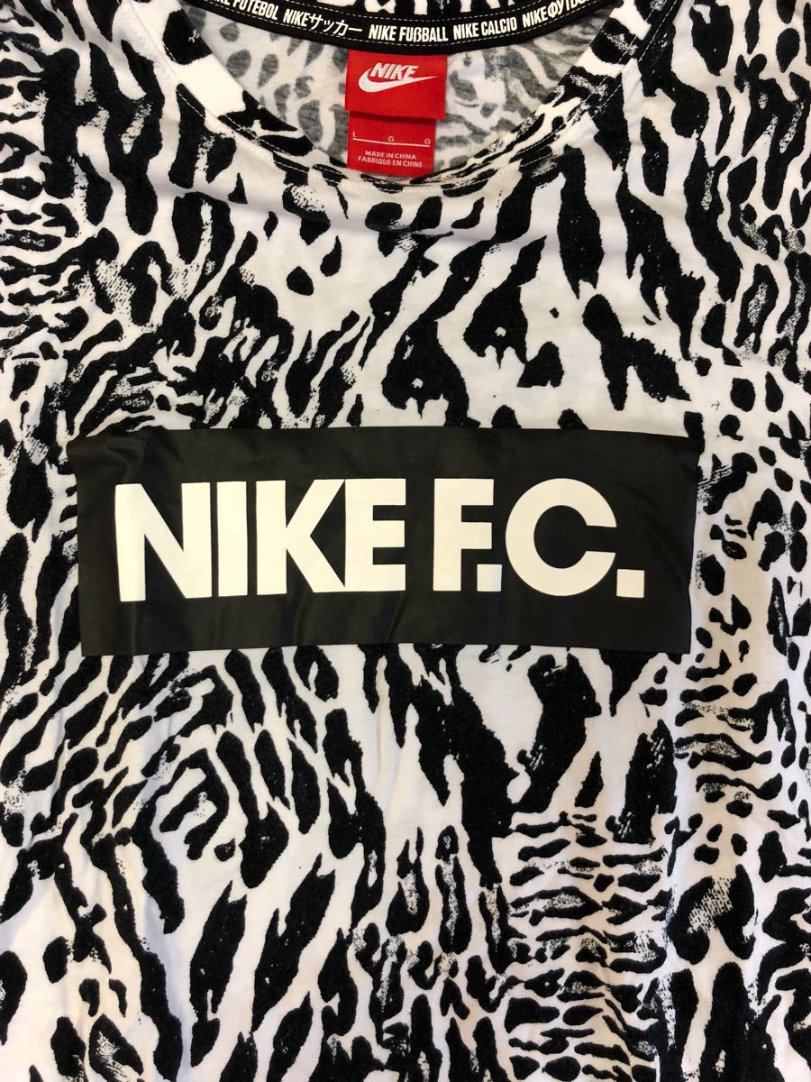 希少！NIKE.F.C.総柄ゼブラ柄ボックスロゴTシャツLキャップセット白黒 