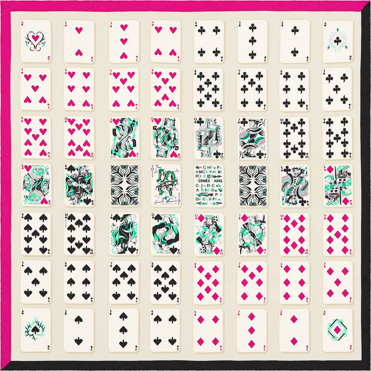 Hermesエルメス カレ90x90 スカーフJeu de Cartes トランプ シルク100