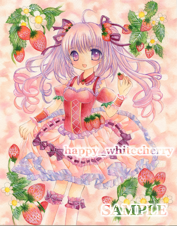新作登場，爆買い 手描きイラストオリジナル「strawberry」 水彩