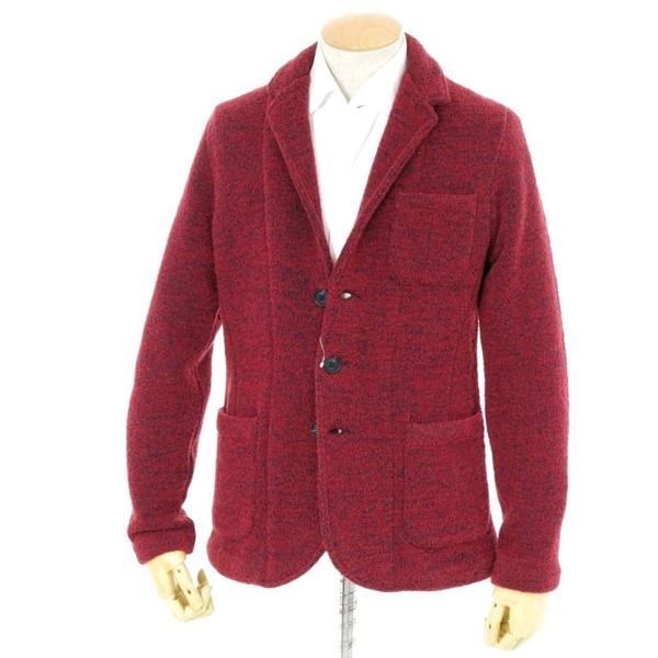 新品 アルテア ALTEA ウール ニットジャケット XS レッド×ネイビー